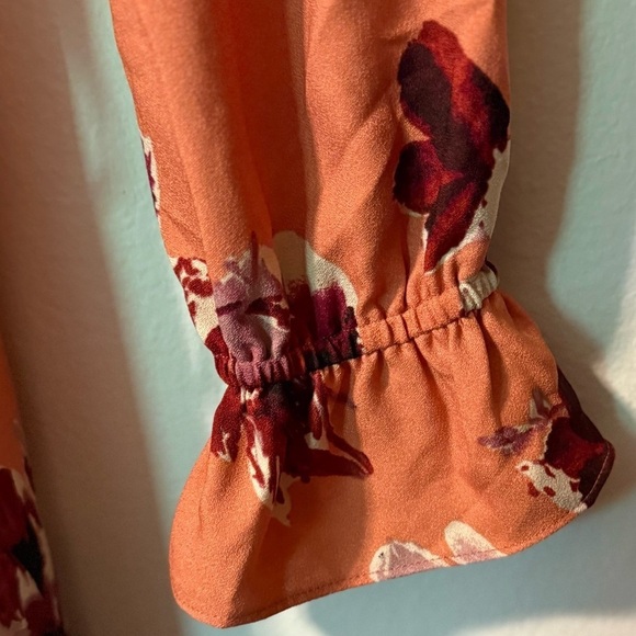 Honey Punch Orange Wrap Blouse with Ruffled Long Sleeves - Picture 4 of 4